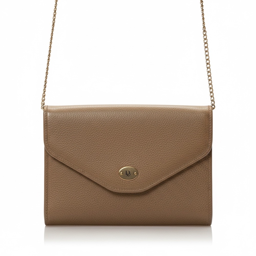 Vintage Dior envelope bag leather gold tone chain